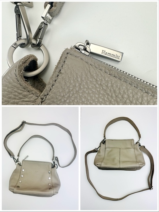 Hammitt Handbags - Hammitt Bryant Medium Pewter Pebble Leather Shoulder Bag Brushed Silver Hardware